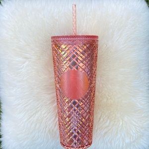 Starbucks ⚡️Limited Edition⚡️Holiday 2021 RoseGold Peach Jeweled 24oz Tumbler